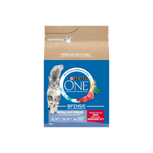 CROQUETTES CHAT PURINA® ONE® SPÉCIAL CHAT STÉRILISÉ BOEUF - 3KG