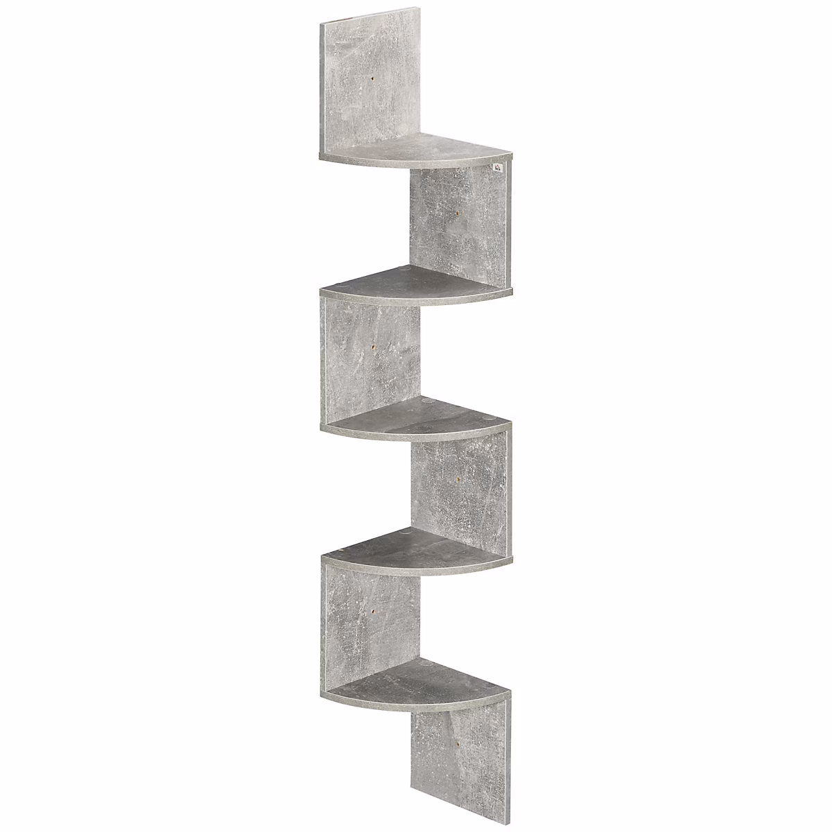 Etagère murale – Étagère d'angle étagère de rangement design contemporain zig zag 20L x 20l x 126H cm 5 niveaux panneaux de particules gris