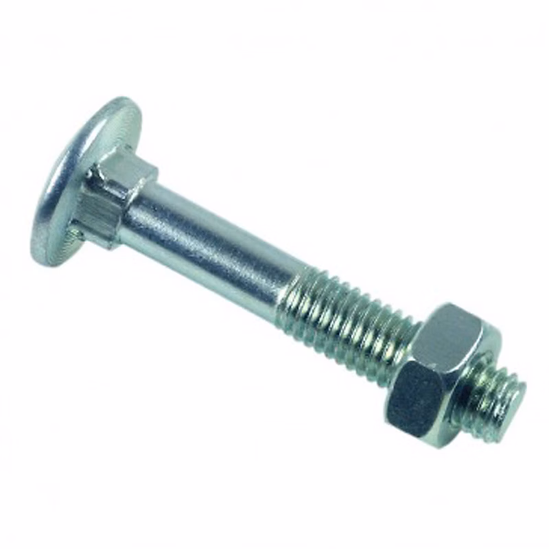 Boulon TRCC tête ronde collet carré M12 × 70 zingué blanc – boîte de 50.