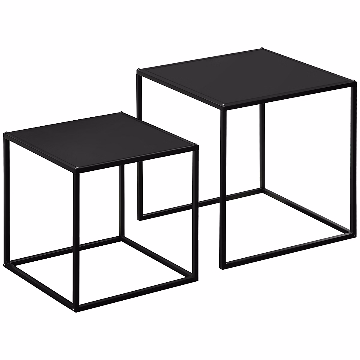 Ensemble de 2 tables basses gigognes avec structure en acier 120 × 59 × 45 cm – Noir