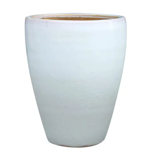 Déco au jardin：Jarre en grès émaillé blanc Decolines Littoral - Ø 38 x H 43 cm