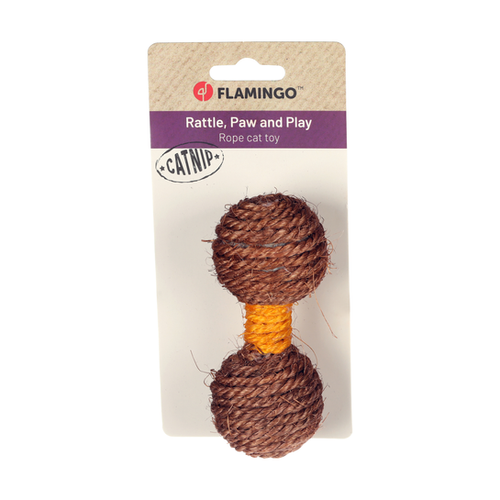 JOUET POUR CHAT FLAMINGO® JUSTO HALTÈRE BRUN & JAUNE