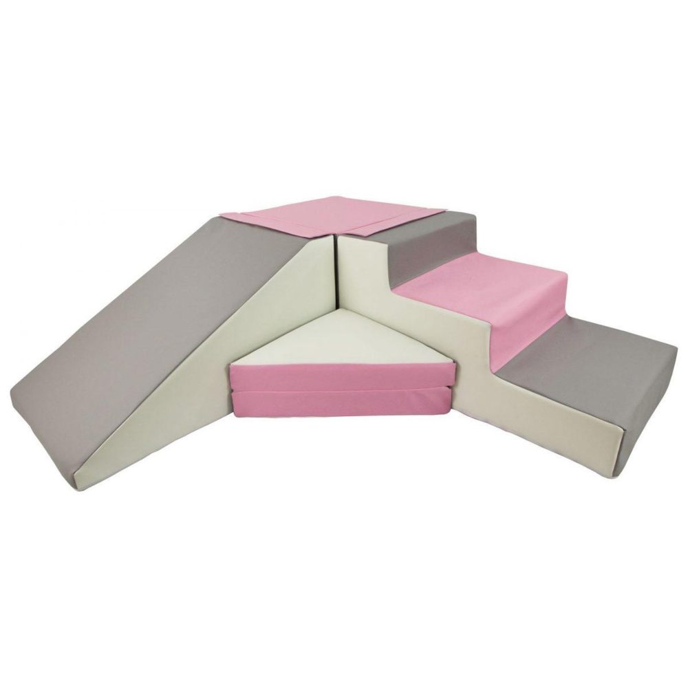 VELINDA Set de 4 blocs en mousse pour le jeu blanc, rose, gris