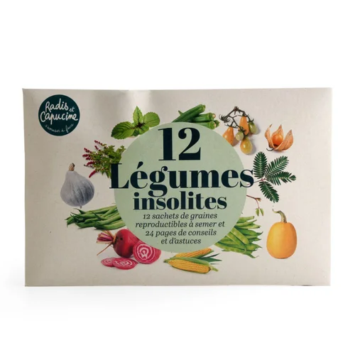 Jardin simple:Coffret de 12 sachets de graines légumes insolites à semer Radis & Capucine
