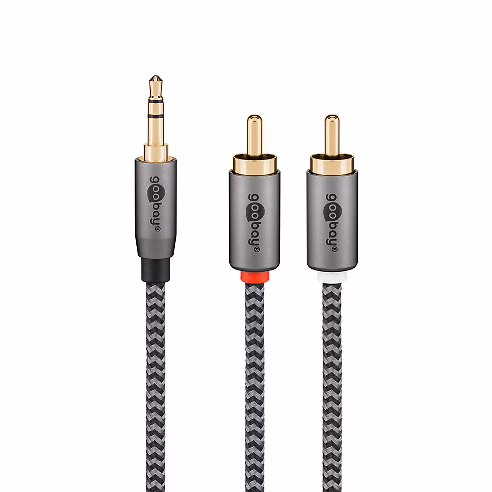 Réseau et téléphonie – Câble audio Jack 3.5 2 RCA mâles 50cm GOOBAY