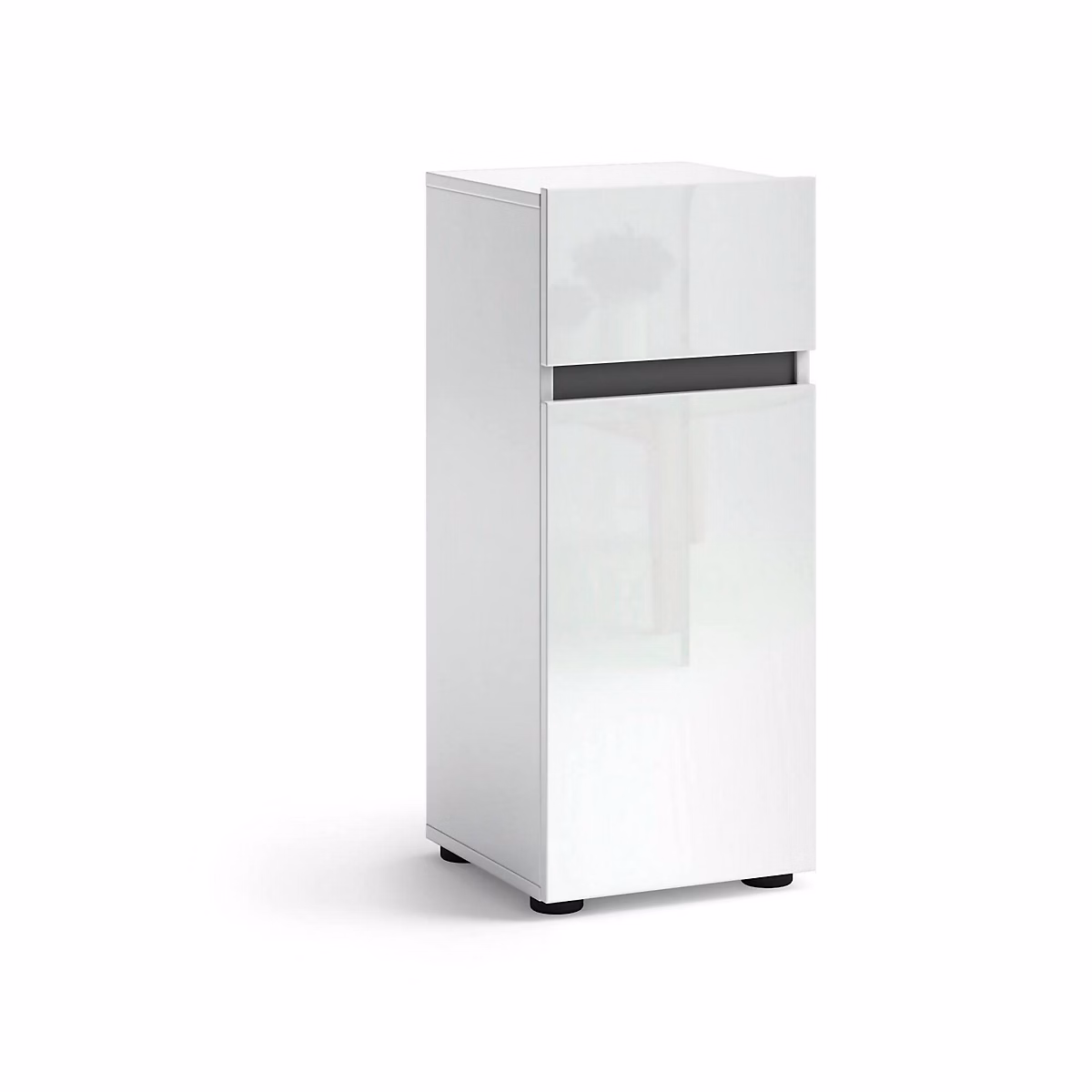 Armoires polyvalente 1 Porte Sylvain – avec Étagère 34 × 81h cm Blanc Brillant