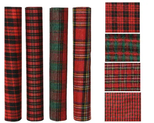 Un atout pour le jardin：Chemin de table rouge et vert en polyester Tartan - 200 x 35 cm