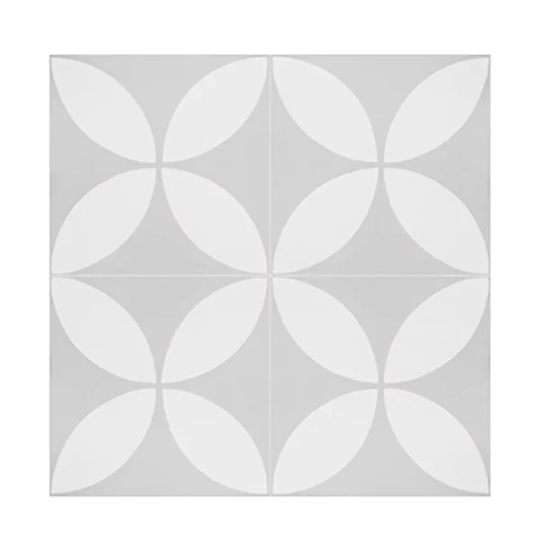 4 Carreaux de ciment véritable 0 | 16m2 / Carreaux de ciment artisanaux pour sol et mur coloris gris et blanc – l.20 x L.20 cm