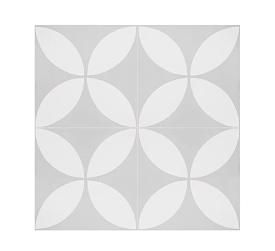 4 Carreaux de ciment véritable 0 | 16m2 / Carreaux de ciment artisanaux pour sol et mur coloris gris et blanc – l.20 x L.20 cm