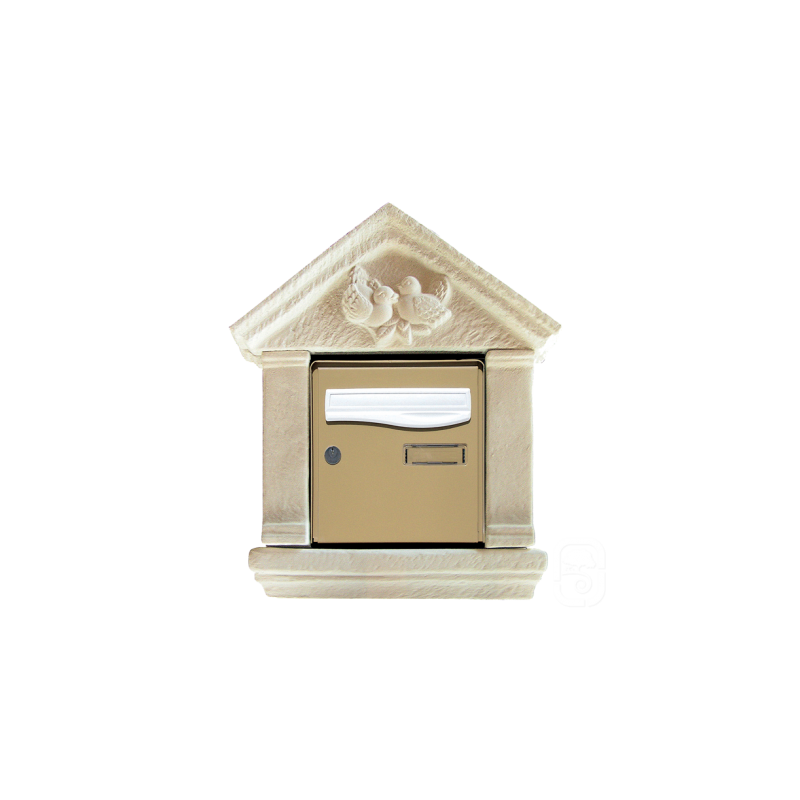Encadrement pour boite aux lettres motif Oiseaux en pierre claire