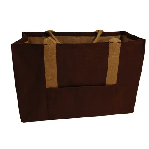 Tout pour le jardin：Cabas en toile de jute bio coloris marron - 60 x 30 x 40 cm