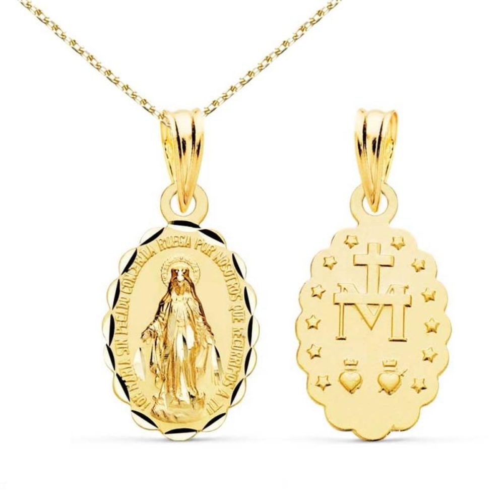 L'ATELIER D'AZUR Médaille Vierge Miraculeuse Or Jaune - Chaîne Dorée Offerte