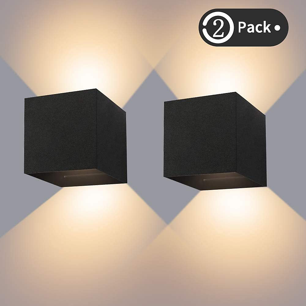 12W Applique Murale InterieurExterieur Lampe Murale LED Etanche IP65 3000K Blanc Chaud Appliques Noir – lot de 2