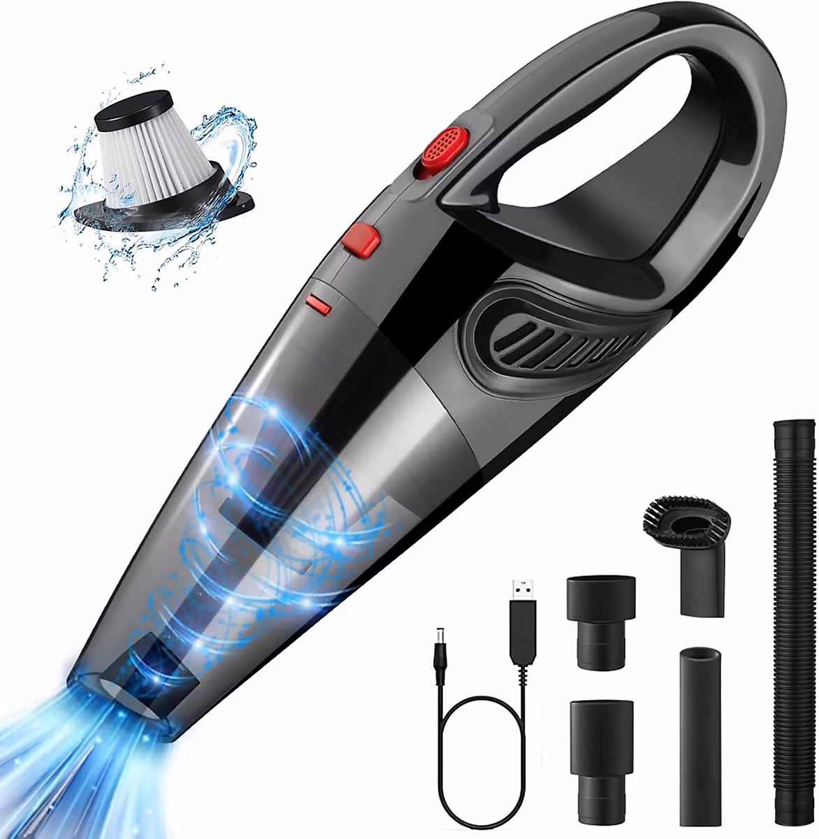 Aspirateur de table sans fil rechargeable 8000PA rouge noir | Aspirateur