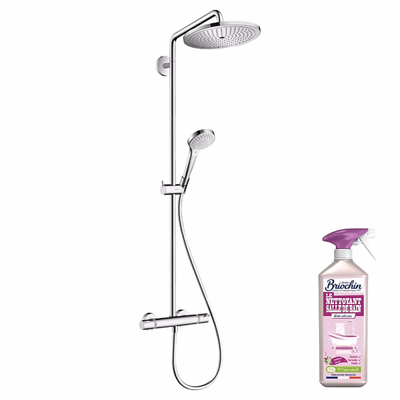 Colonne de douche thermostatique HANSGROHE Croma Select S 280 EcoSmart chromée + nettoyant Briochin | Colonne de douche