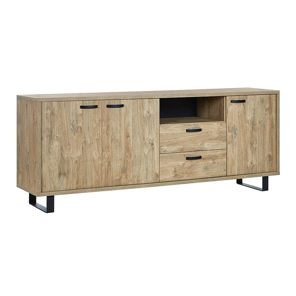 Buffet NEWTON XL 220 cm 3 portes – 2 tiroirs Chene doré Design moderne