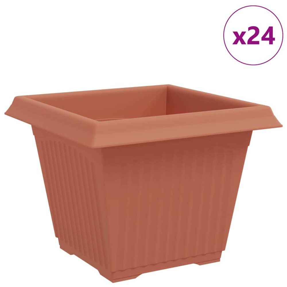 vidaXL Pot de Fleurs Carré 24 pc Rouge brique 28,5 x 28,5 x 22 cm