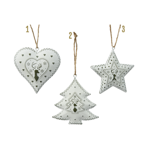 SUSPENSION POUR SAPIN FIGURINE FER BLANCHI BLANC/VERT MOTIF CERF