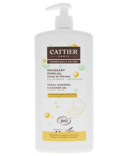 Cattier - Moussant Familial au Lait d'avoine cheveux et corps - 1 L