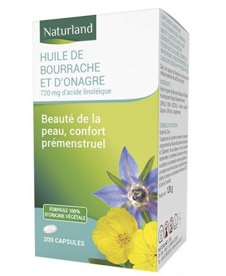 Naturland - Huiles de bourrache et d'Onagre 200 capsules