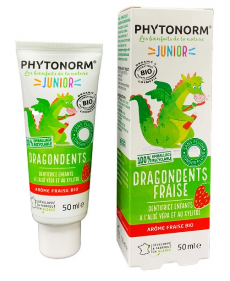 Phytonorm - Dentifrice Dragondents fraise sans fluor 50 ml