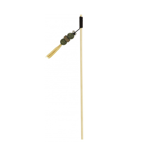 JOUET POUR CHAT BUBIMEX® CANNE À PÊCHE BOIS AVEC CATNIP ET FRANGES