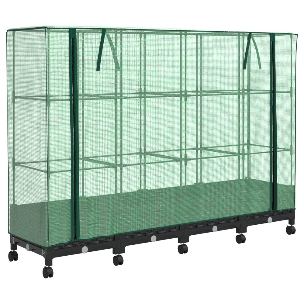 vidaXL Jardinière de jardin avec couverture de serre et roues 4 pc PP