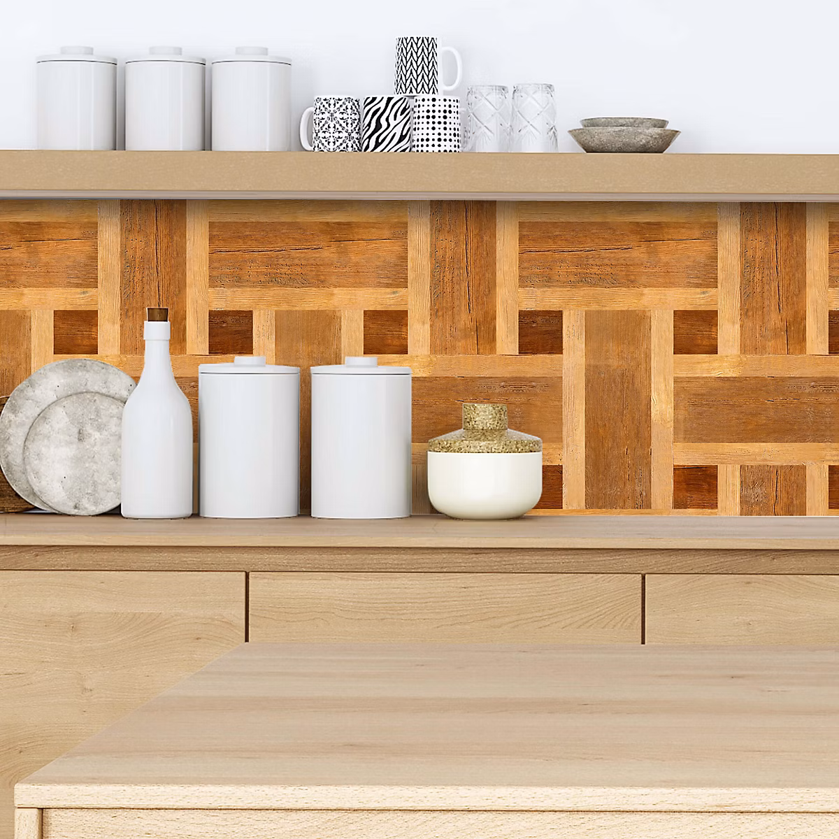 Crédence adhésive effet parquet bois 002 40 × 400cm