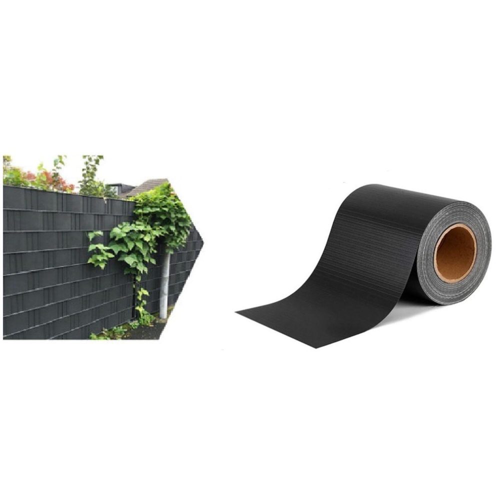 TOILINUX Brise vue occultant clôture en pvc 450 g/m² - 70 m x 19 cm - 70 clips de montage