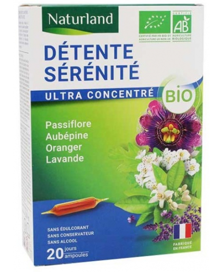 Naturland - Extrait Fluide Bio - Passiflore Aubépine Oranger Lavande 20 ampoules