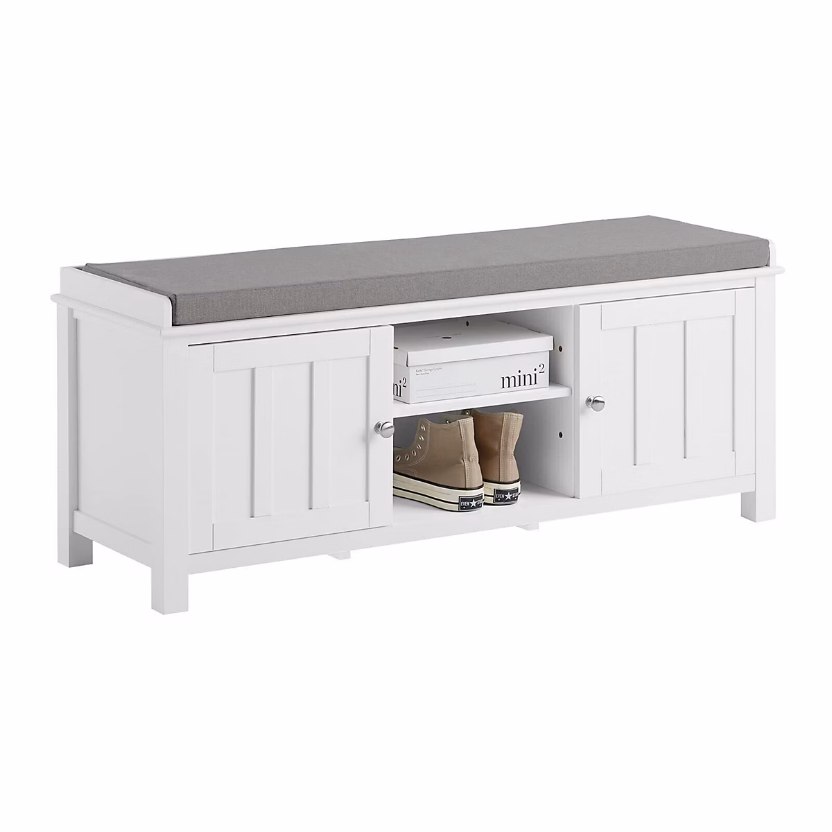 Banc de Rangement pour Entrée avec Coussin Blanc – Réf. HGCXBEKTJ4458912927