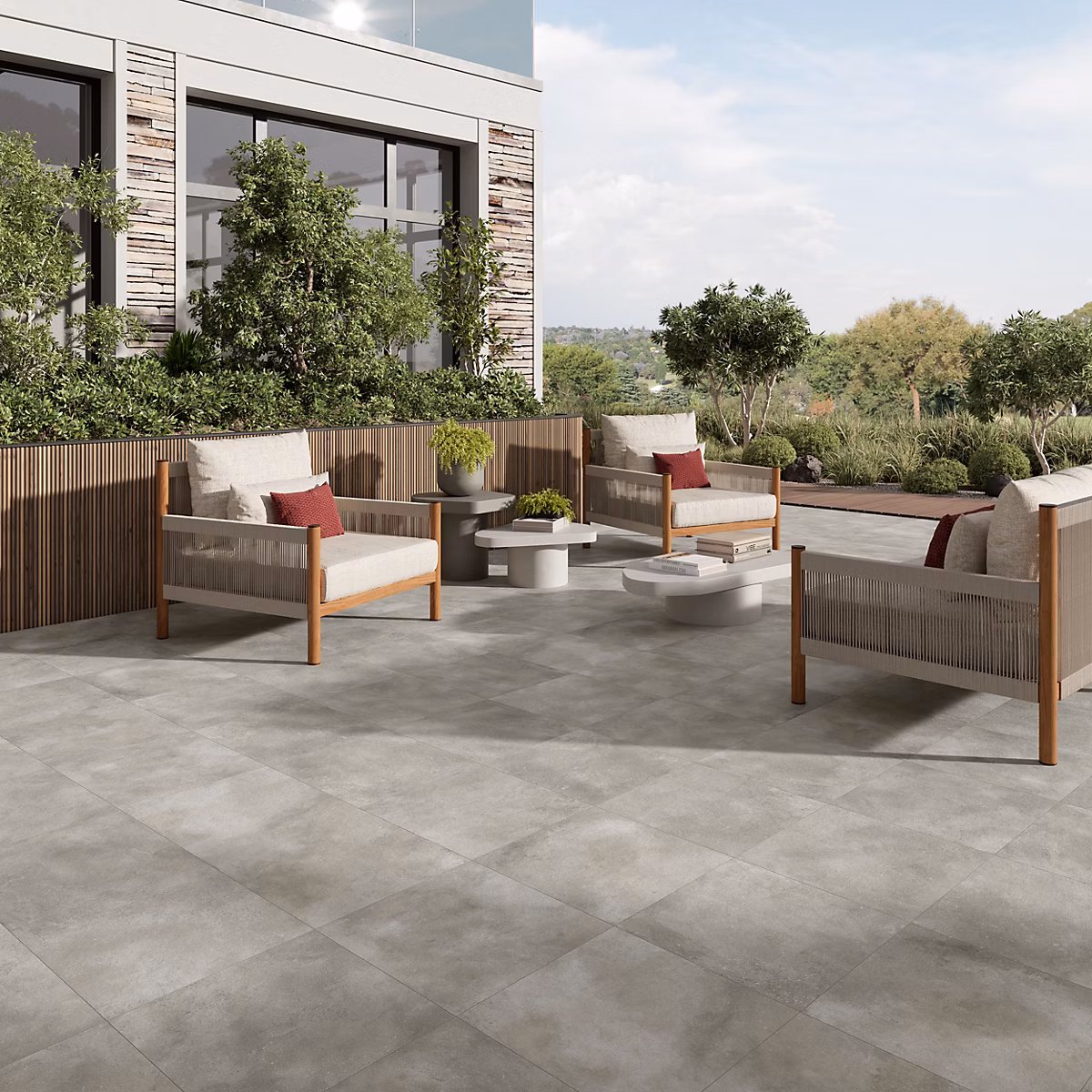 Carrelage sol et mur – Carrelage sol extérieur en grès cérame émaillé effet béton gris l.45 x L.45 x ép.0.85 cm Rohe
