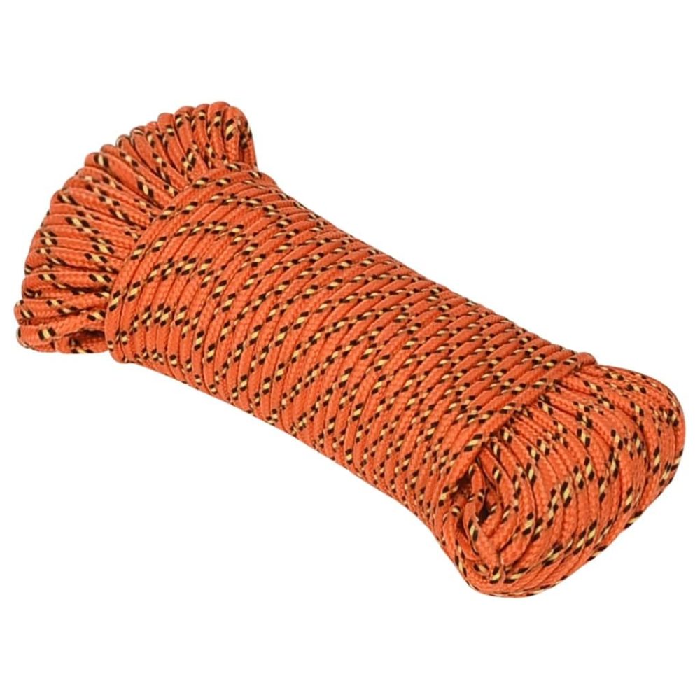 Corde de Bateau Corde de Levage Câble d'Amarrage Ancrage Navire Lignes de Gréement Corde à Linge Orange 4 mm 50 m Polypropylène
