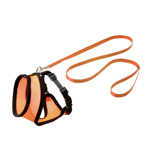 HARNAIS AVEC LAISSE POUR CHAT 'HARMS' FLAMINGO® - NOIR & ORANGE - 32CM