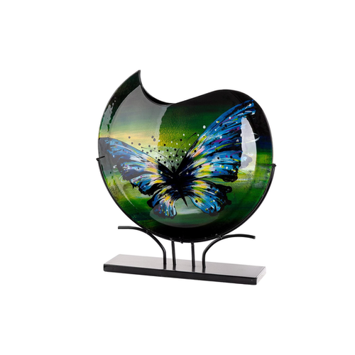 GLASS ART VASE DÉCORATIF PAPILLON - H39CM