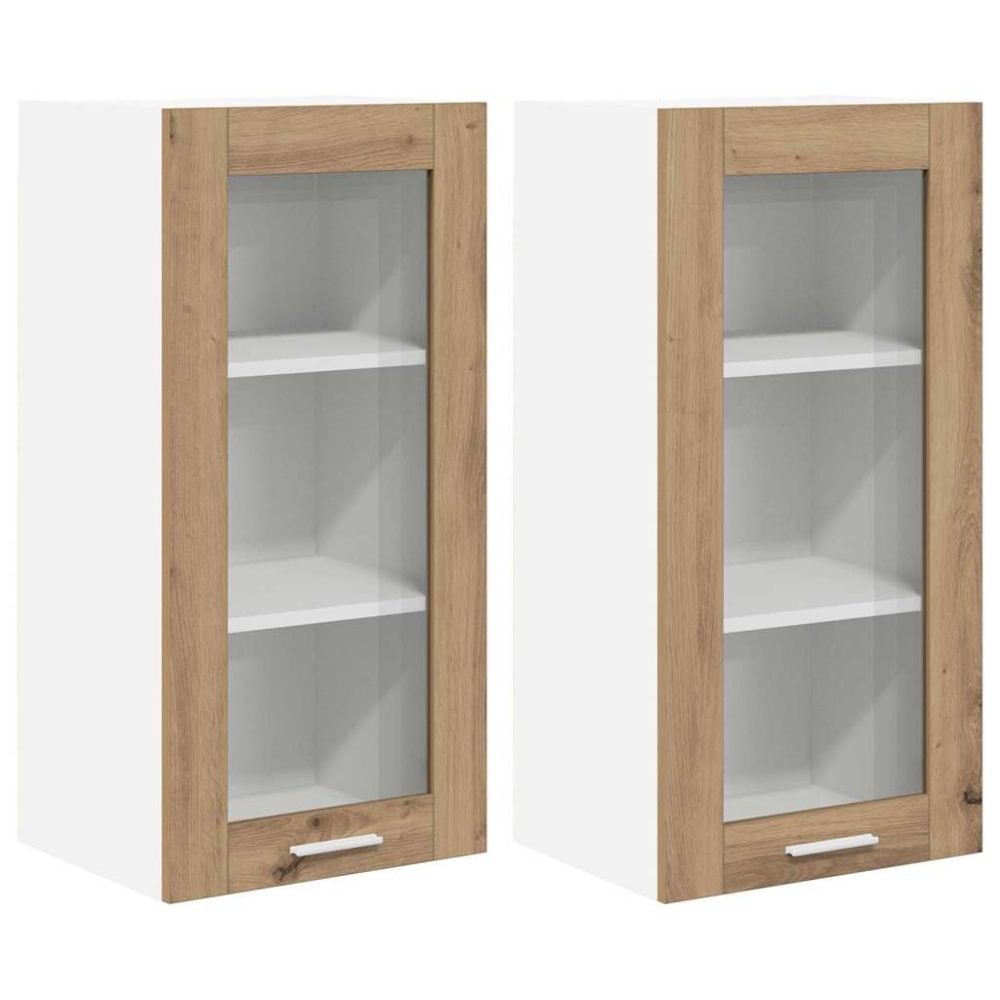 vidaXL Armoire suspendue 2 pc Chêne artisanal Bois d'ingénierie