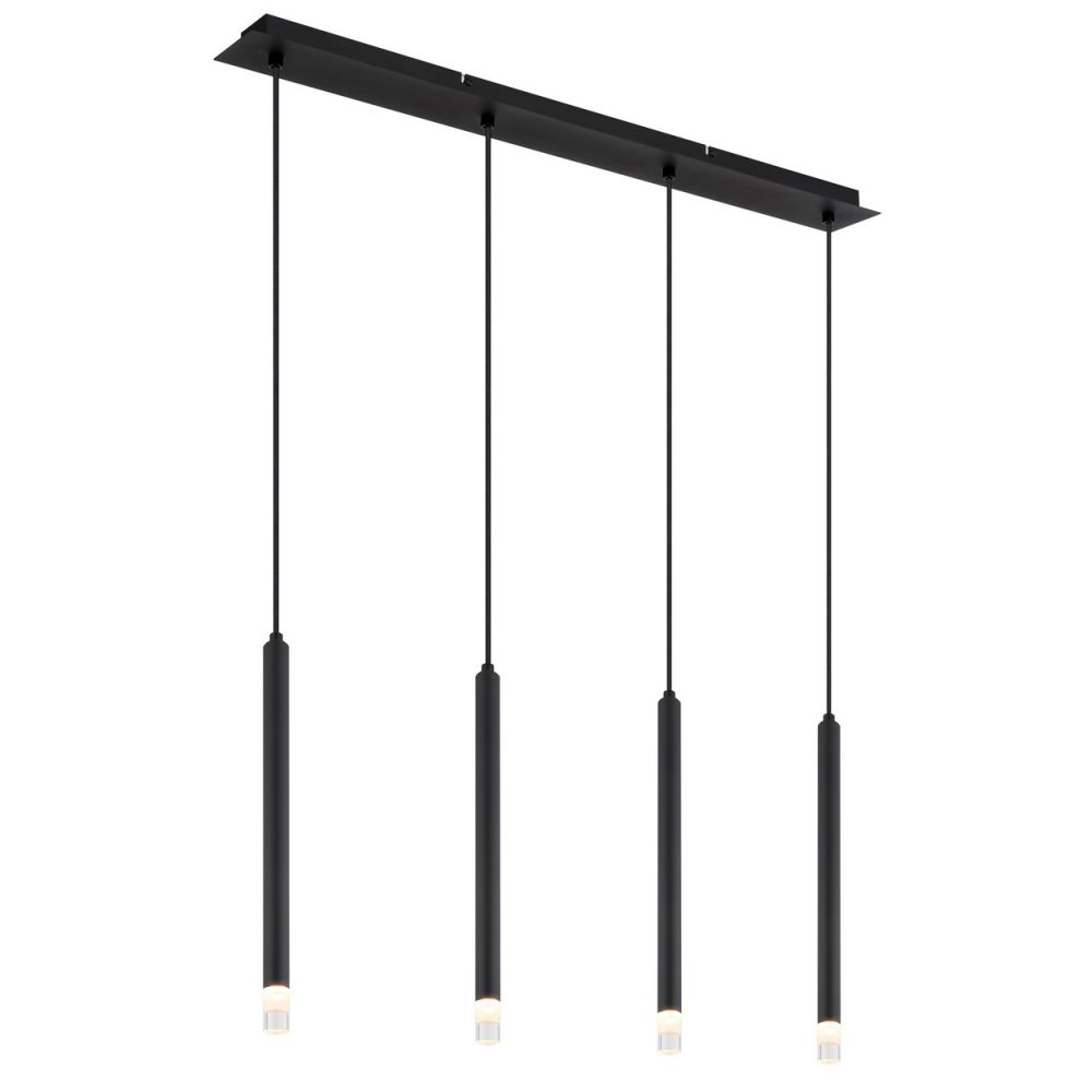 Globo Ryan Plafonnier suspendu de bar noir mat 4x G9