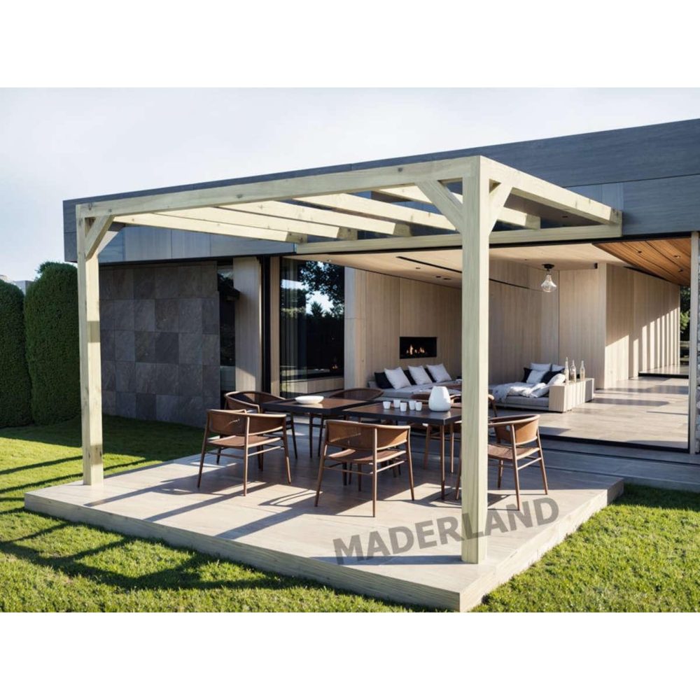 JARDIDECO Pergola adossée en lamellé-collée calais 500 x 300 cm - mardeland