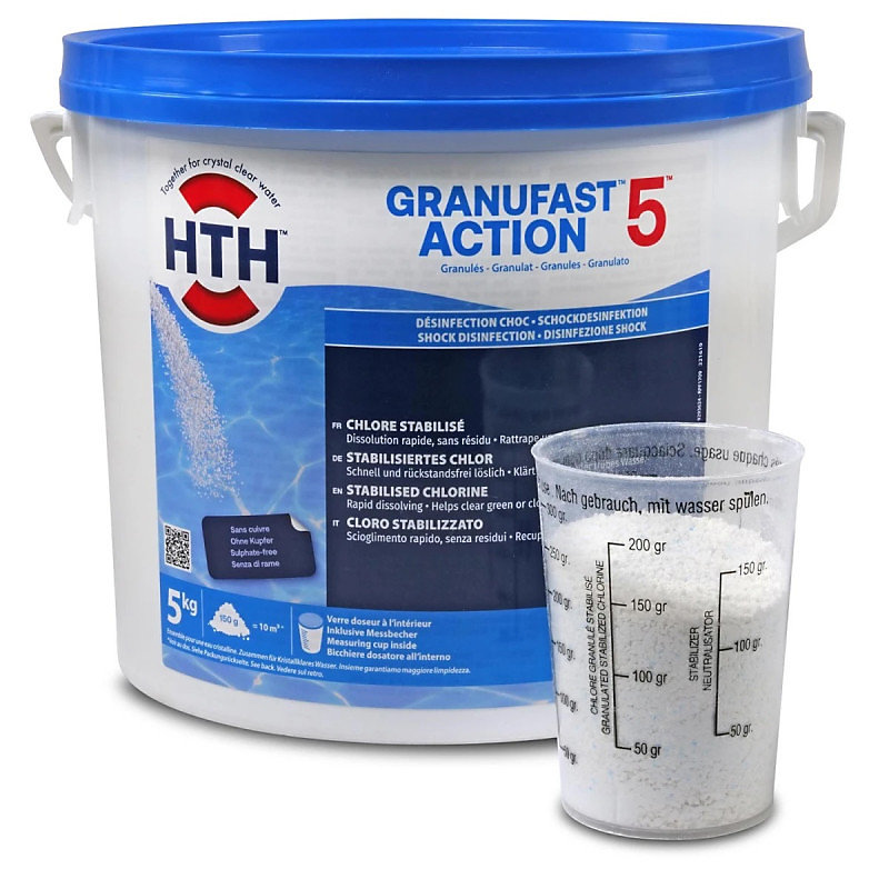 Chlore choc stabilisé hth GRANUFAST Action 5 – 5 kg