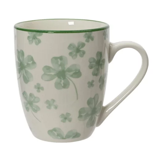 Pour valoriser vos extérieurs：Mug trèfle coloris vert en porcelaine - 11,7 x 8,2 x 10 cm