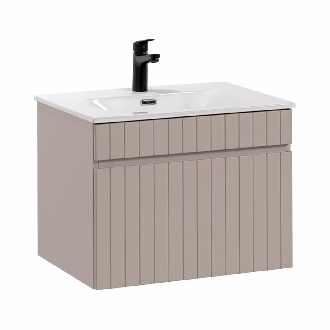 Ensemble de salle de bain ICON : meuble sous vasque 60cm cachemire et vasque encastrée blanche – Réf. ZRHAFTXJA8879701754