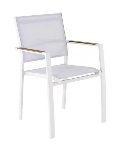 Une idée pratique pour le jardin：Fauteuil empilable en aluminium, couleur crème/chêne - PROLOISIRS Games