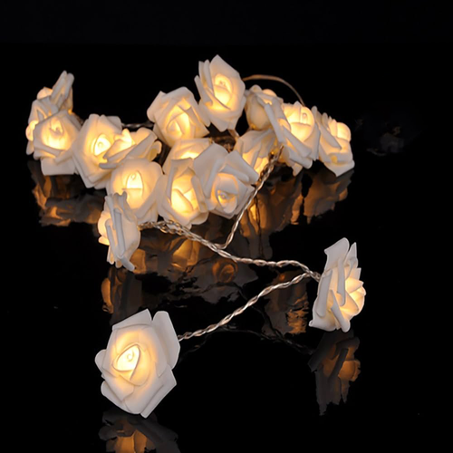 GUIRLANDE LUMINEUSE 21 ROSES BLANCHES