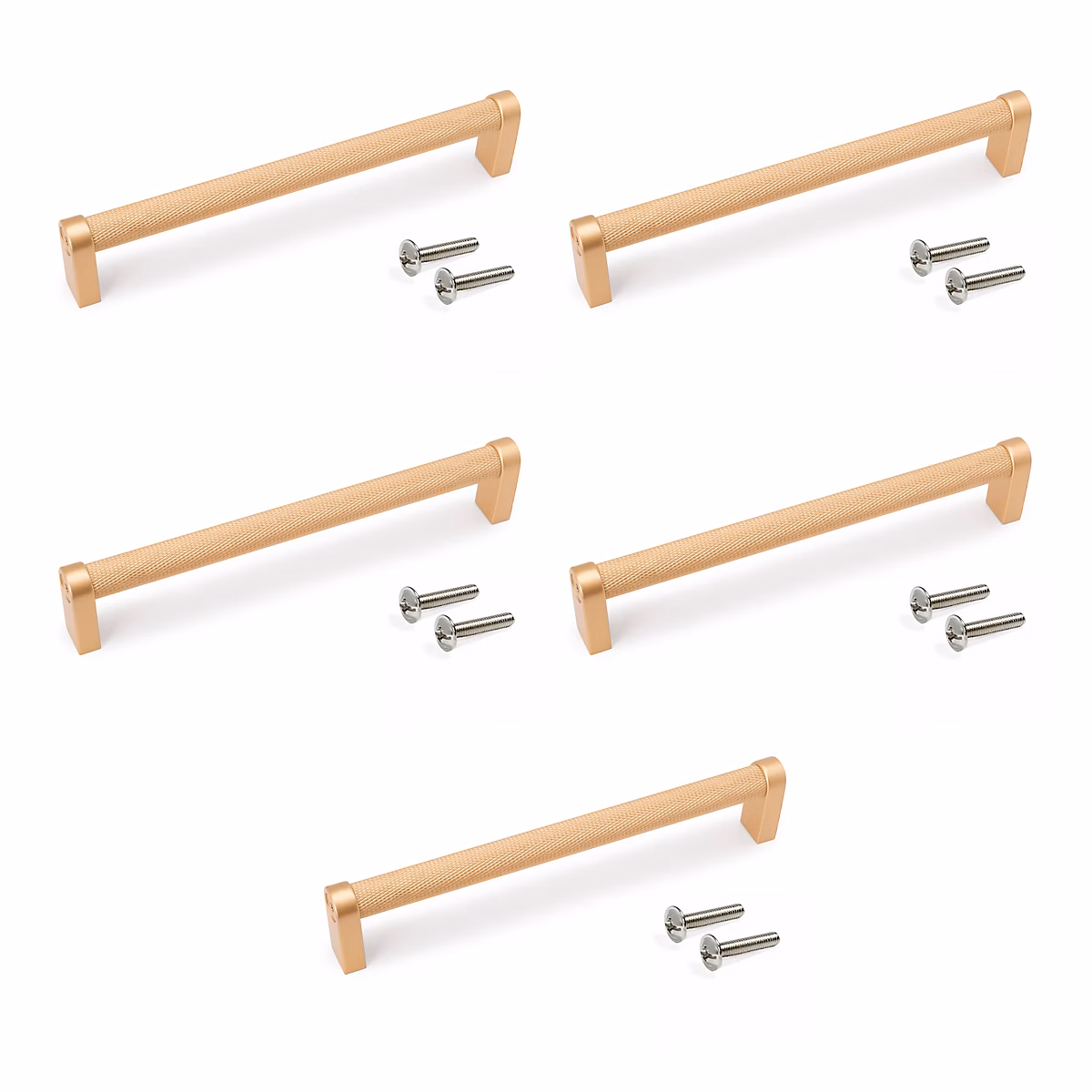 Emuca poignées pour meubles Bergen | L173mm – entraxe 160mm – Aluminium – peint en or – lot de 5