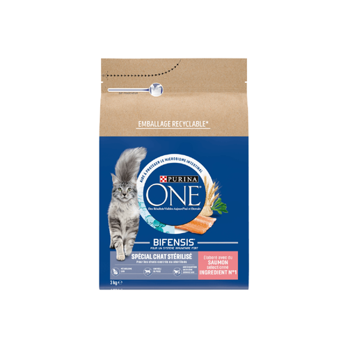 CROQUETTES CHAT PURINA® ONE® SPÉCIAL CHAT STÉRILISÉ SAUMON - 3KG