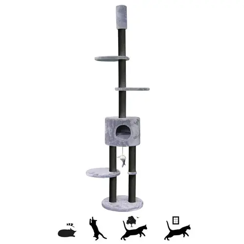 Jardin pratique：Arbre à chat coloris gris Anna 240 Petrebels - 40 x 40 x 230 - 265 cm