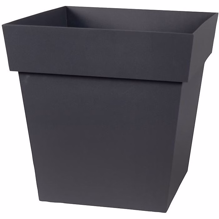 EDA Pot de fleur carré Toscane – 32 × 32 x H 32 cm, 22 L, Gris anthracite