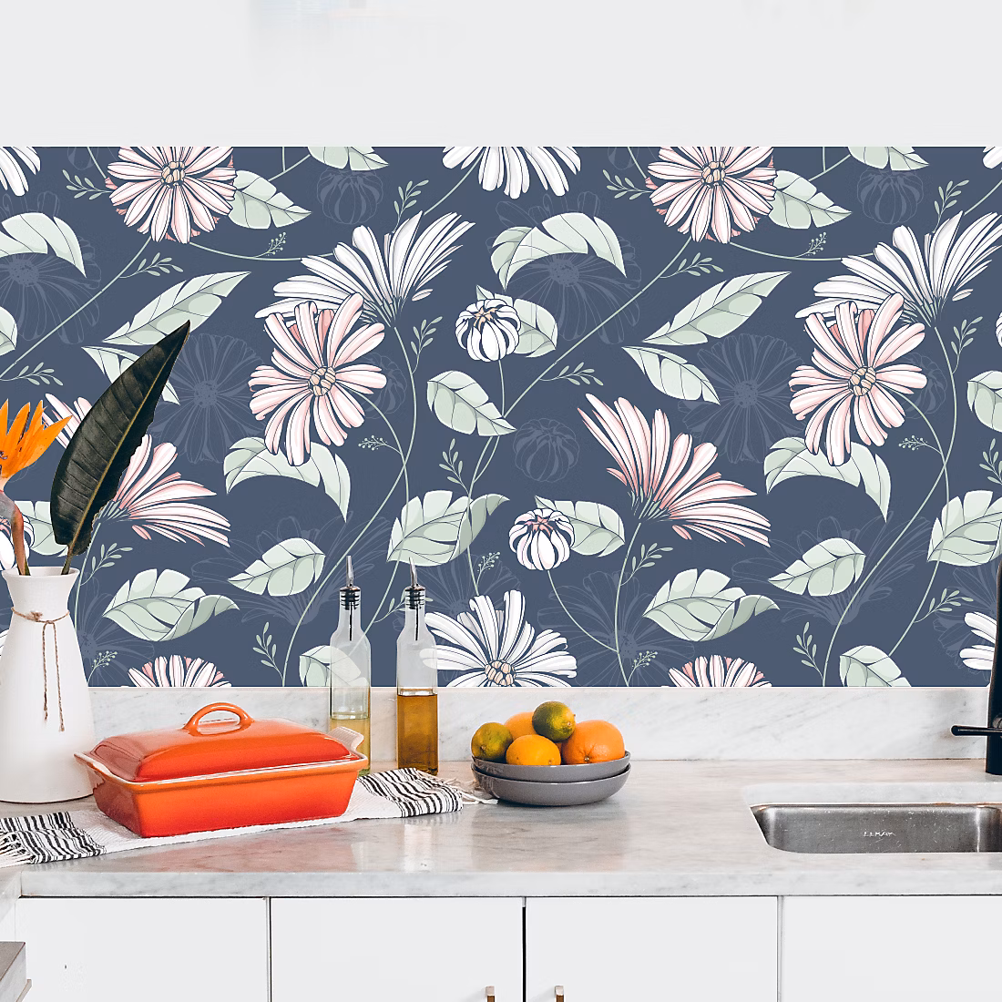 Crédence adhésive déco florale 50 × 100 cm