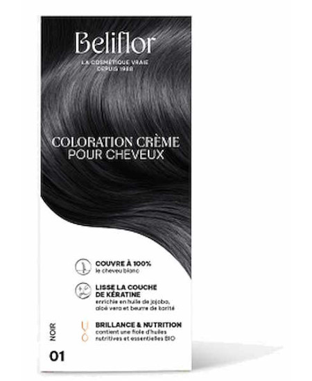 Beliflor Coloration Crème pour Cheveux 01 Noir 200 ml