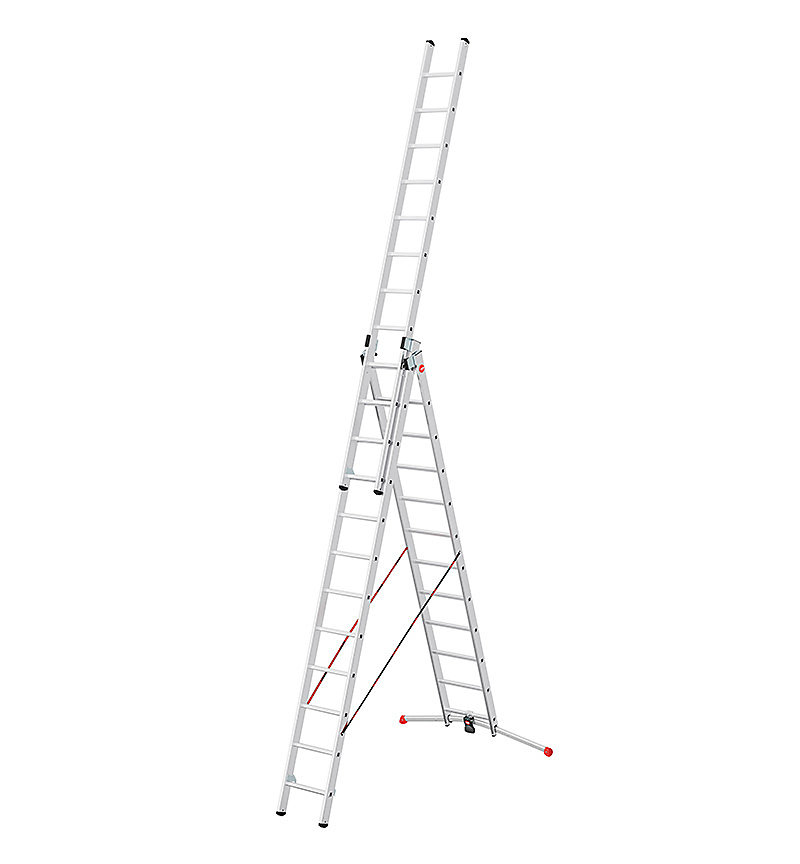Echelle transformable pro 3 plans 3 × 12 échelons 8 – 3m/9m en aluminium Hailo ProfiLot